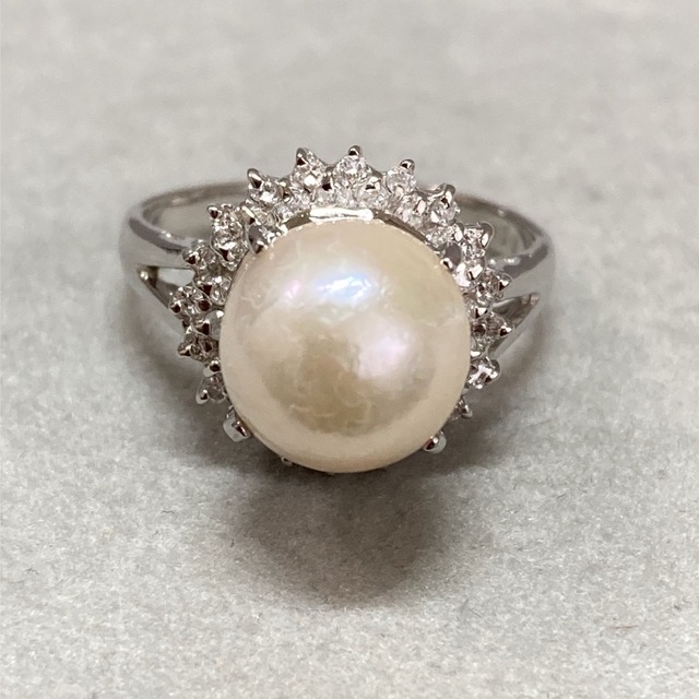 Pt900 アコヤ真珠 9.3mm ダイヤモンド 0.2ct リング 指輪 アクセサリー