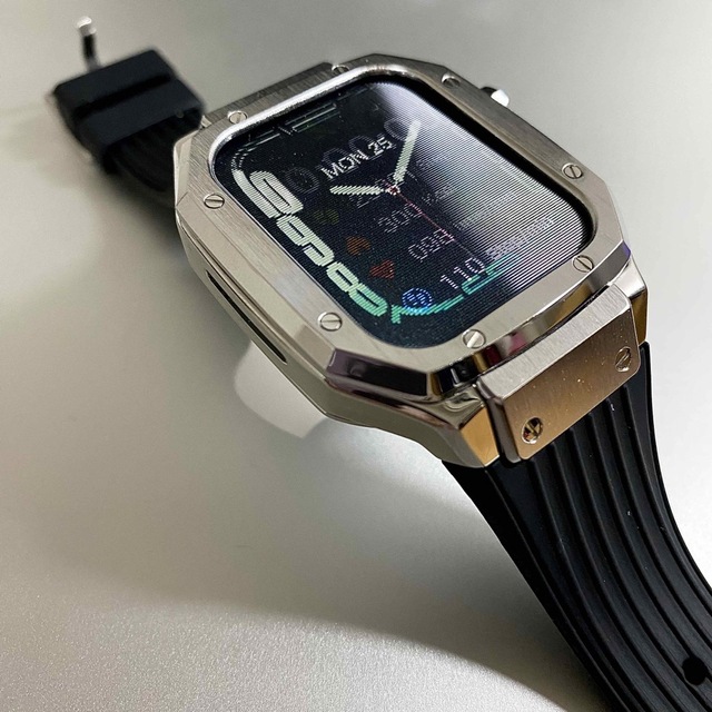 美品　Apple Watch 44ミリ　45ミリ　メタルカスタム　ラバーバンド