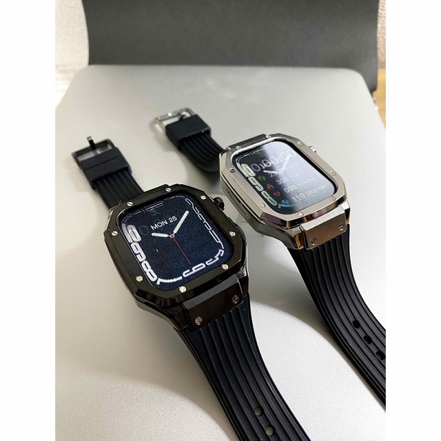 美品　Apple Watch 44ミリ　45ミリ　メタルカスタム　ラバーバンド