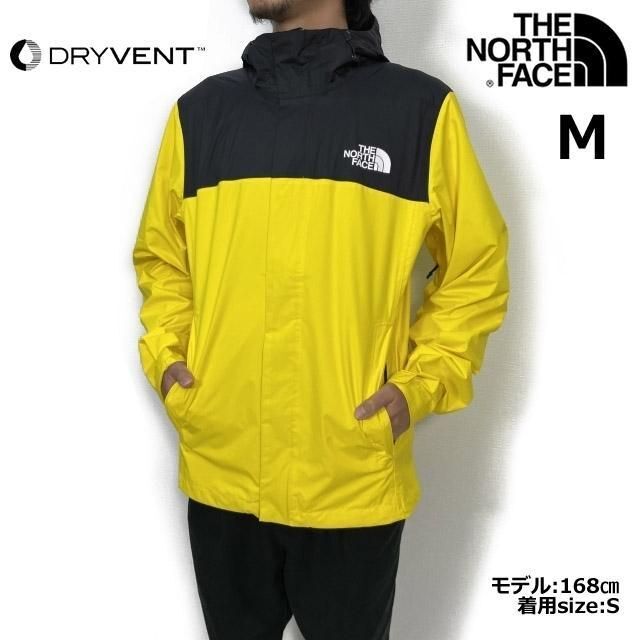 海外輸入】 ノースフェイス ナイロンジャケット 撥水 XL 黄黒 ロゴ