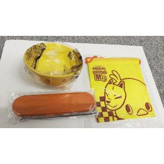 ニッシンショクヒン(日清食品)のひよこちゃん小鉢・巾着＆日清エコカトラリー(ノベルティグッズ)