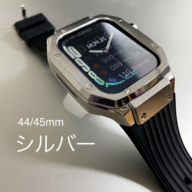 美品 Apple Watch 44ミリ 45ミリ メタルカスタム ラバーバンドの通販 ...