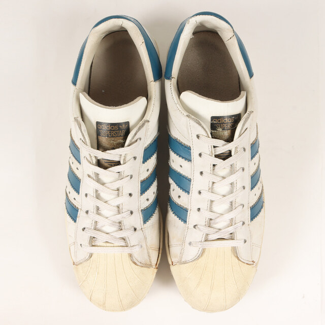 adidas アディダス SUPERSTAR スーパースター 金ベロ オリジナルモデル フランス製 80s vintage ヴィンテージ ホワイト ブルー 白青 サイズ：US9.5 27.5cm スニーカー【メンズ】