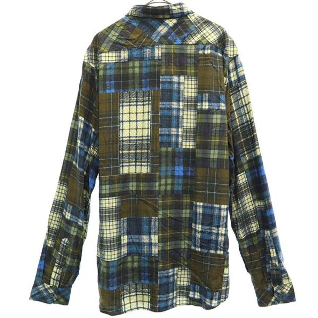 DIESEL(ディーゼル)のディーゼル チェック柄 パッチワーク 長袖 シャツ L DIESEL メンズ 【中古】  【230113】 メンズのトップス(シャツ)の商品写真