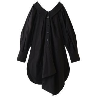 美品☆ ENFOLD 16AW PEライトツイルＶネックロングチュニック 黒