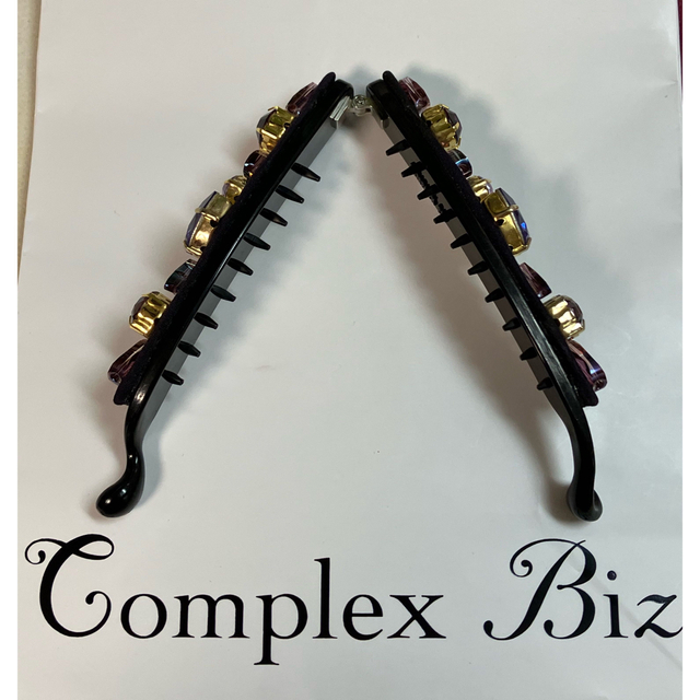 Complex Biz(コンプレックスビズ)の✨コンプレックスビズ.バナナクリップ.パープル.レッド..ピンク色系ストーン✨  レディースのヘアアクセサリー(バレッタ/ヘアクリップ)の商品写真