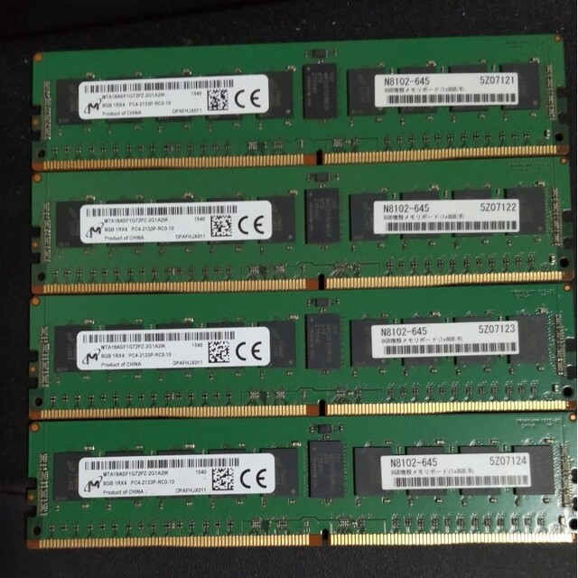 Micron製ECC付Registerd DDR4 32GB 8GB×4