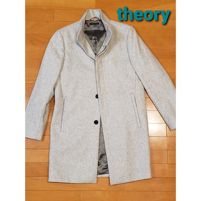 【美品・格安】theory カシミヤ混　スタンドカラーコート　グレー