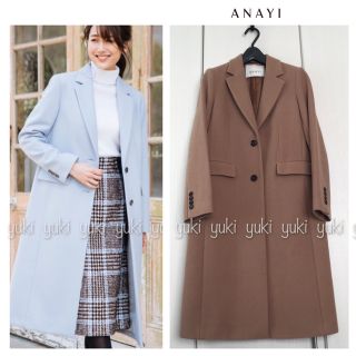 タグ付き【ANAYI】アンゴラウールノーカラーコート