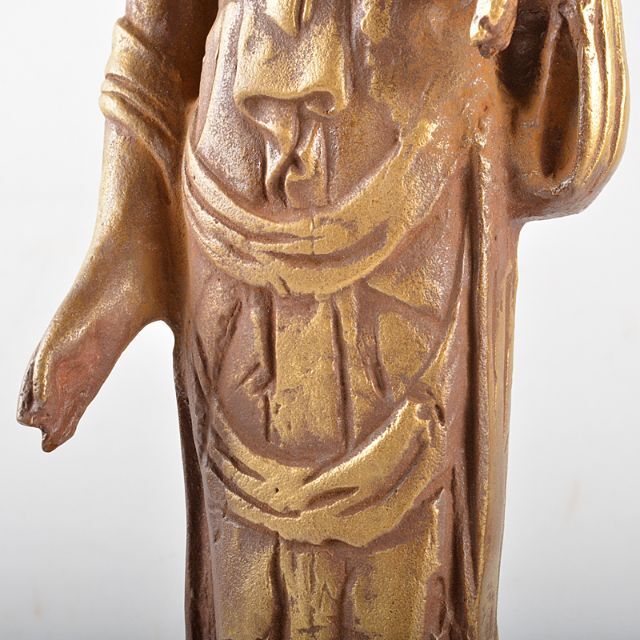 北村西望作　銅塗金　聖観世音菩薩像　仏像　重さ約3kg　共箱　D　R5788B