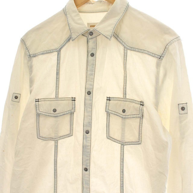 DIESEL(ディーゼル)のディーゼル DIESEL シャンブレー シャツ 長袖 USED加工 L 水色 メンズのトップス(シャツ)の商品写真