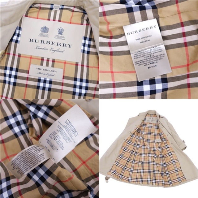 BURBERRY(バーバリー)の極美品 バーバリー BURBERRY コート 英国製 THE CHELSEA チェルシー トレンチコート 裏チェック コットン100％ アウター レディース UK2 IT34(XS相当) ベージュ(ハニー) レディースのジャケット/アウター(トレンチコート)の商品写真