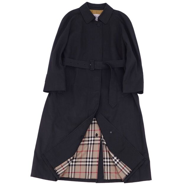 BURBERRY - 美品 Vintage バーバリー Burberrys コート ベルト付き ステンカラーコート バルマカーンコート コットン アウター レディース 11AB3(M相当) ブラック