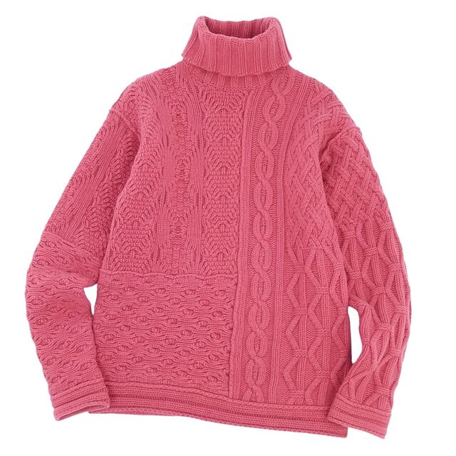 美品 エルメス HERMES ニット セーター ウール カシミヤ ローゲージ タートルネック ケーブル メンズ トップス XS ピンク | フリマアプリ ラクマ