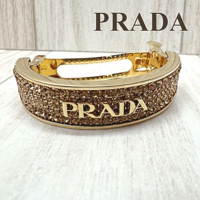 PRADA - プラダ PRADA ヘアクリップ ヘアアクセサリー ゴールド ラインストーン