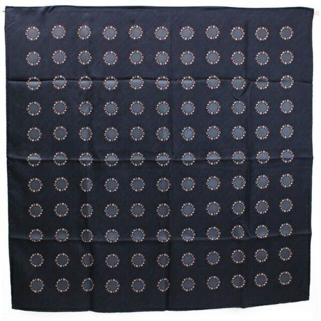 ブルガリ シルク スカーフ チャコールグレー ロゴ  Aランク