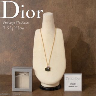 ディオール(Dior)のヴィンテージディオール”D“ロゴ＆ハートチャーム付きネックレス7.55g41cm(ネックレス)