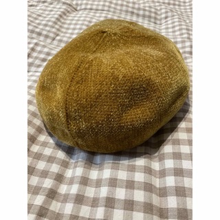 ベレー帽　モールヤーン　イエロー系(ハンチング/ベレー帽)
