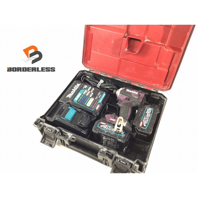 Makita(マキタ)の☆中古品☆ makita マキタ 40V 充電式インパクトドライバ TD001GDXAP 紫/パープル バッテリ2個(2.5Ah) 充電器 ケース付 64893 自動車/バイクのバイク(工具)の商品写真