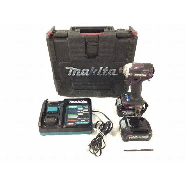 ☆品☆ makita マキタ 40V 充電式インパクトドライバ TD001GDXAP 紫/パープル バッテリ2個(2.5Ah) 充電器 ケース付 64893