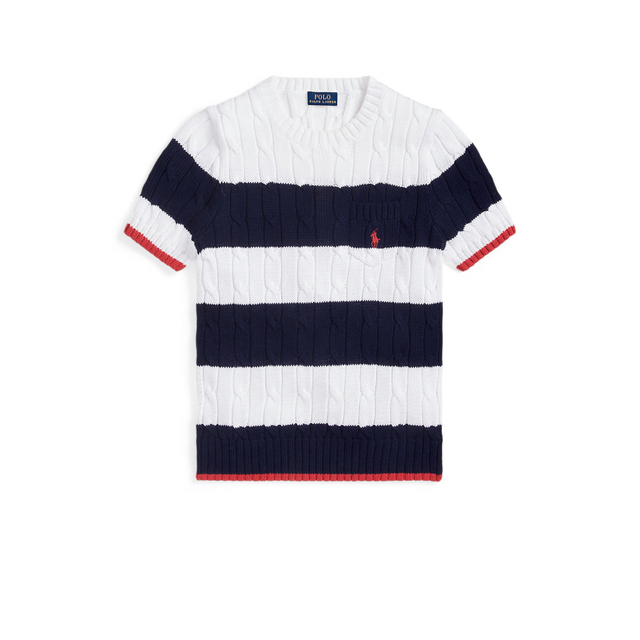 POLO RALPH LAUREN(ポロラルフローレン)のPOLO Ralph Lauren 半袖 ケーブルニット 新品未使用タグ付 レディースのトップス(ニット/セーター)の商品写真