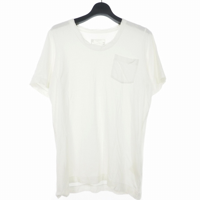 sacai サカイ バック切替 ポケットTシャツ バックシフォンチュール切替