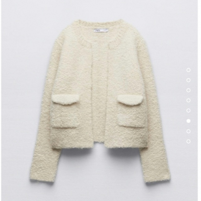 ZARA ブークレ ニット ブレザー カーディガン　L