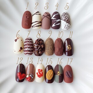 チョコレートアソートネイル ハンドメイドのアクセサリー(ネイルチップ)の商品写真