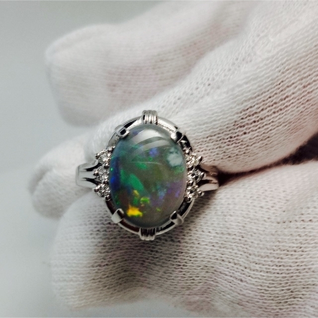 PT900 天然ブラックオパール指輪 1.5ct 美品 13号 ghslimited.net