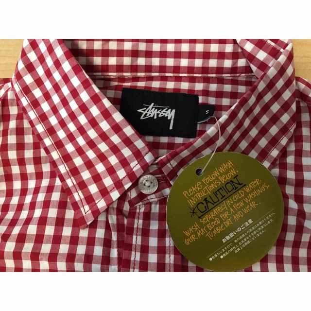 STUSSY - STUSSY ステューシー ギンガム チェックシャツ 赤 Sの STUSSY - STUSSY ステューシー ギンガム チェックシャツ 赤 Sの