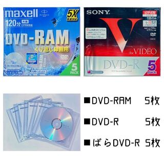 マクセル(maxell)のDVD-RAM5枚組、DVD-R5枚組＋ばら5枚、SONY、maxell(PC周辺機器)
