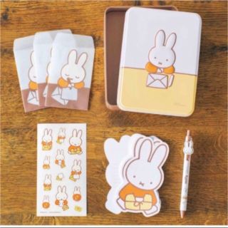 ミッフィー(miffy)のリンネル2月号特別付録　miffy　缶BOX入りステーショナリーセット(ノート/メモ帳/ふせん)