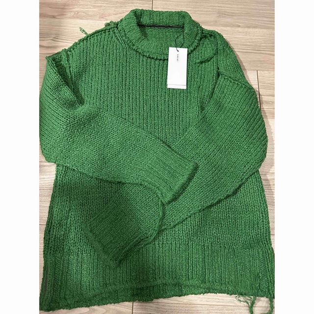 Sacai サカイ 23SS 23-03015M Knit Pullover ニット ダメージ加工 プルオーバーセーター グリーン