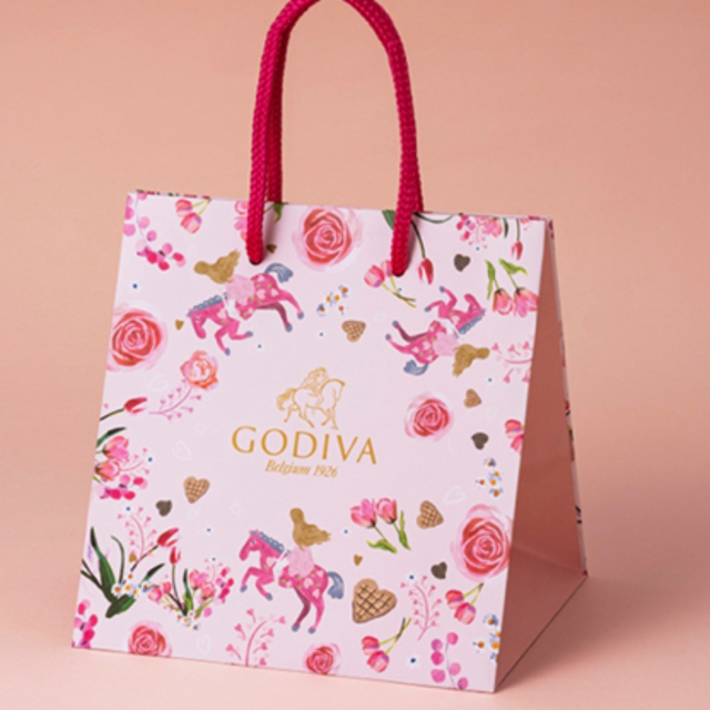 GODIVA(ゴディバ)のGODIVAゴディバ紙袋　メリーゴーランド ワッフル ギフトバッグ (S) レディースのバッグ(ショップ袋)の商品写真