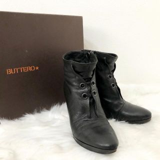 ブッテロ(BUTTERO)のBUTTERO ブッテロ ショートブーツ 38 レザー ブラック(ブーツ)