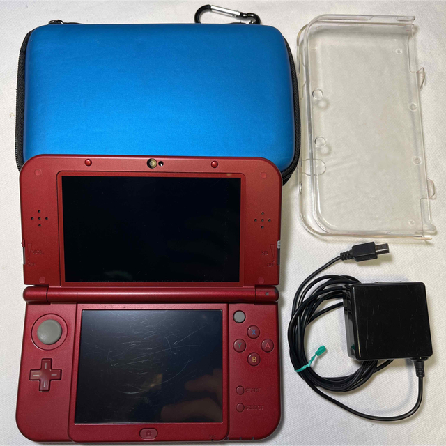 携帯用ゲーム機本体動作確認済 Newニンテンドー3DS LL メタリックレッド SD4GB 充電器