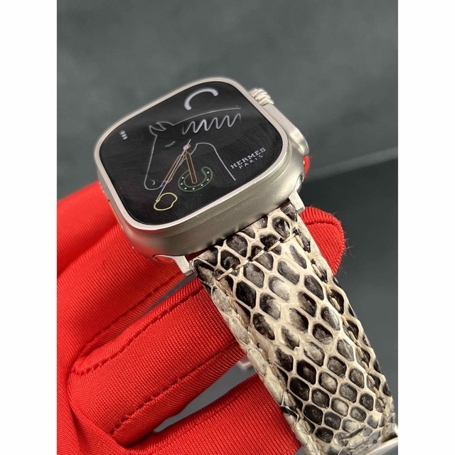 Apple Watch(アップルウォッチ)のアップルウォッチ　本革ベビ革　極太ベルト Dバックル付き メンズの時計(レザーベルト)の商品写真