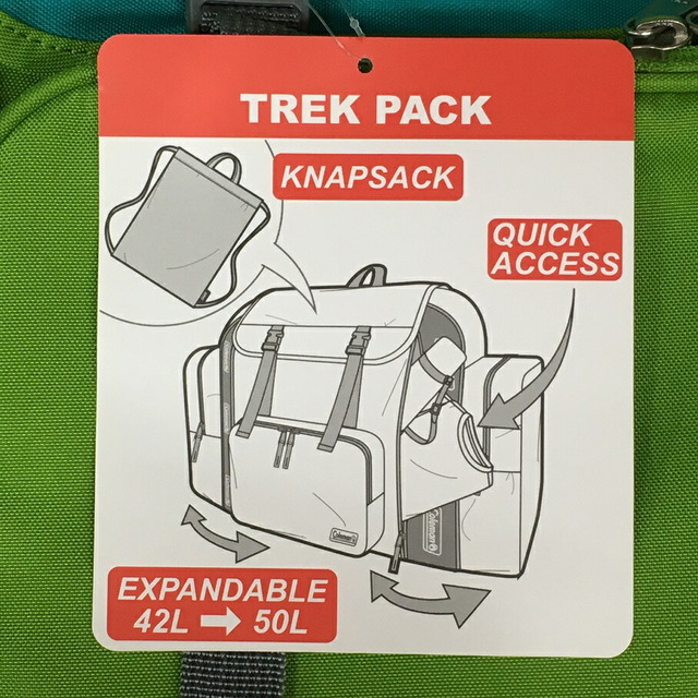 Coleman(コールマン)のColeman TREK PACK 2000032973 コールマン バックパック リュック 旅行 グリーン【中古】【004】 メンズのバッグ(バッグパック/リュック)の商品写真