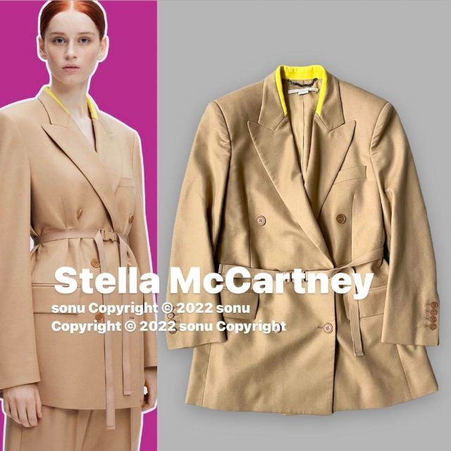 Stella McCartney(ステラマッカートニー)の2021AWステラマッカートニー バックル テーラード ジャケット 36ベージュ レディースのジャケット/アウター(テーラードジャケット)の商品写真