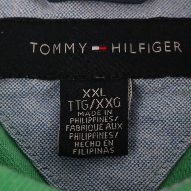 TOMMY HILFIGER(トミーヒルフィガー)のトミーヒルフィガー 半袖ポロシャツ ロゴ刺繍 無地 トップス コットン100% 大きいサイズ メンズ XXLサイズ グリーン TOMMY HILFIGER メンズのトップス(ポロシャツ)の商品写真