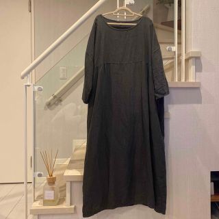 ネストローブ(nest Robe)のVlas Blomme ヴラスブラム リネン ワンピース  墨黒（グレー）ブラス(ロングワンピース/マキシワンピース)