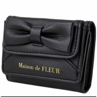 Maison de FLEUR ダブルリボンハーフウォレット　ブラック