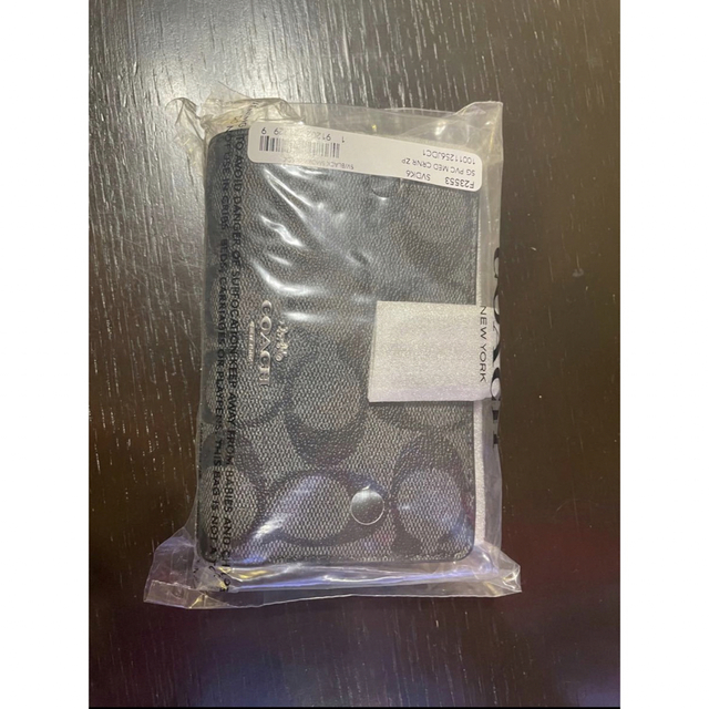 新品未使用】コーチ COACH 二つ折り財布 パスケース グレー黒 レザー