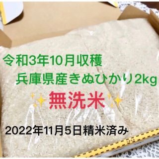 白米　兵庫県産　きぬひかり2kg(米/穀物)