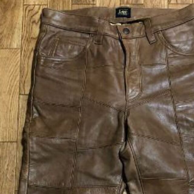 Lee lot5201 レザー パンツ パッチワーク W30 キャメル 牛革