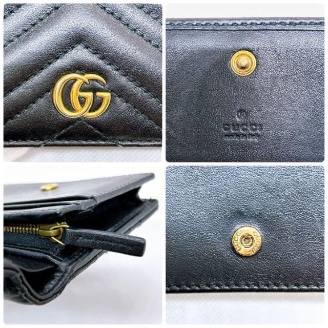 GUCCI グッチ 466492 レザー GGマーモント 折り財布 ブラック 黒