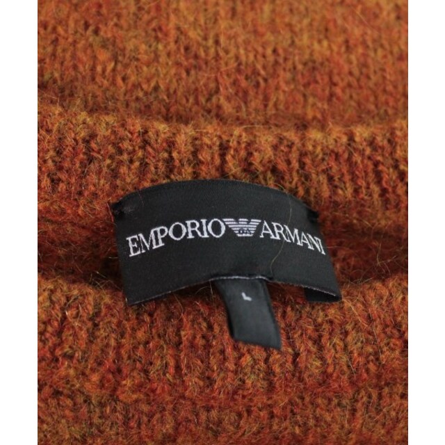 Emporio Armani(エンポリオアルマーニ)のEMPORIO ARMANI ニット・セーター L 茶x白x黒(ボーダー) 【古着】【中古】 メンズのトップス(ニット/セーター)の商品写真