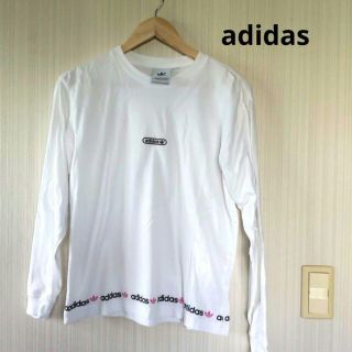 アディダス(adidas)のadidas リニアリピート ロンT  ロゴ ライン S 白(Tシャツ/カットソー(七分/長袖))