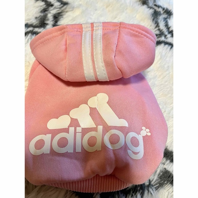 adidog  ペット つなぎパーカー お値引きしました！ ハンドメイドのペット(ペット服/アクセサリー)の商品写真