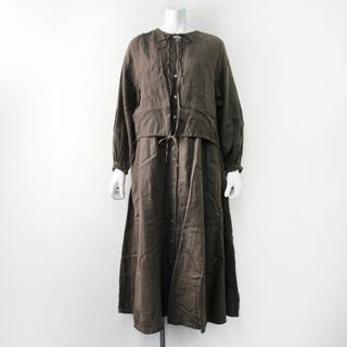 ネストローブ(nest Robe)の2020AW nest Robe ネストローブ リネンタッカー付きフレアワンピース F/カーキ系【2400013154604】(その他)